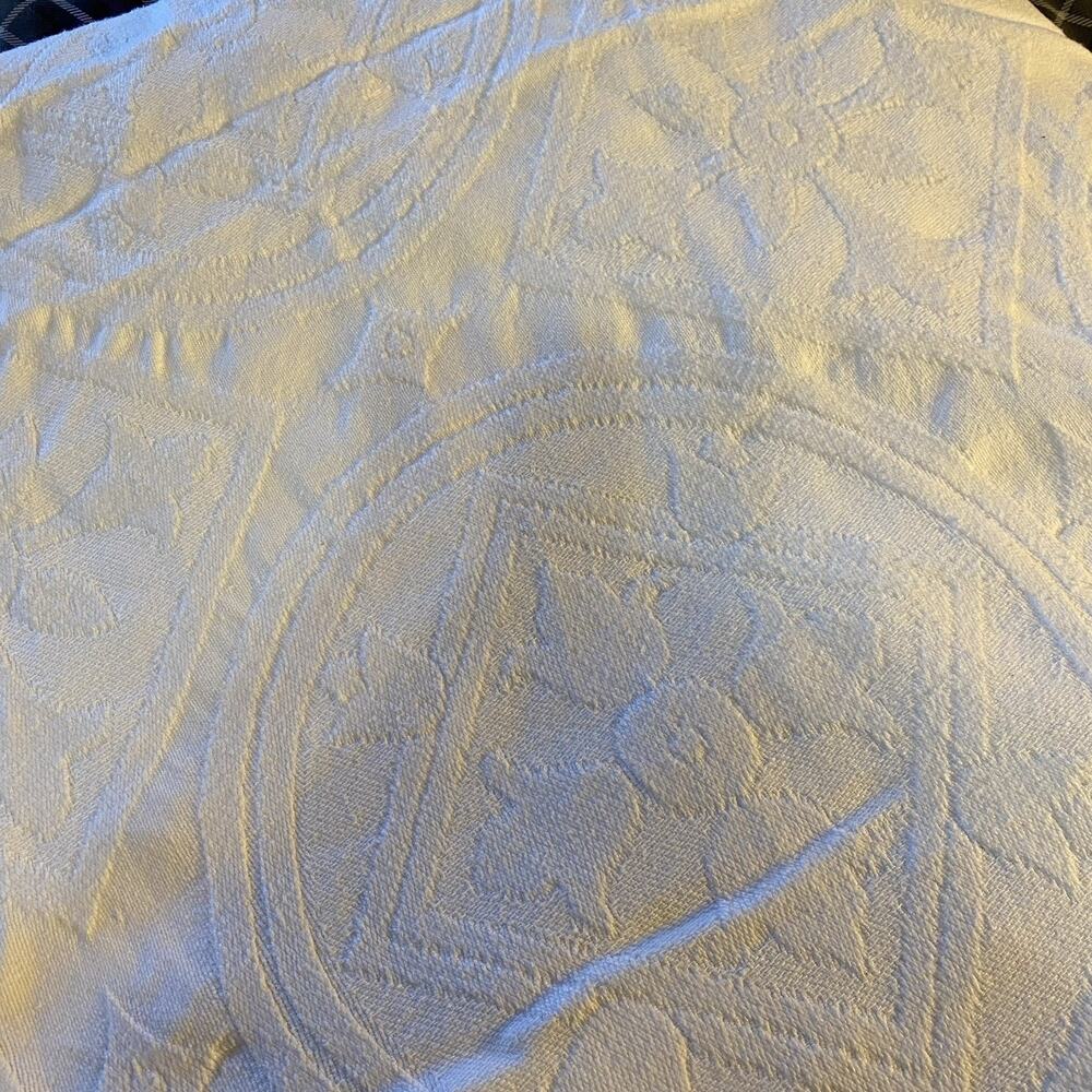 Vintage King Size 90x97” Bed Cover Blanket Cotton White Fridge USA Artsy Weave - Picture 12 of 12